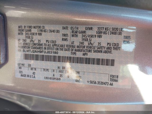 Photo 8 VIN: 5LMTJ2AH9FUJ03180 - LINCOLN MKC 