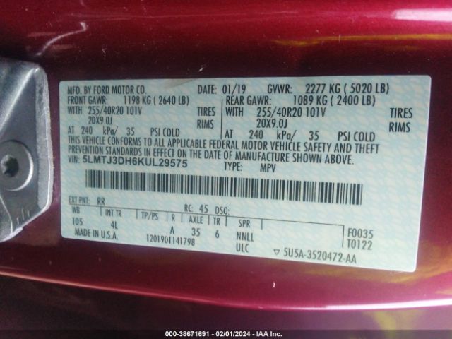 Photo 8 VIN: 5LMTJ3DH6KUL29575 - LINCOLN MKC 