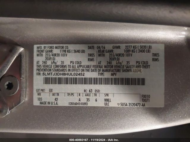 Photo 8 VIN: 5LMTJ3DH8HUL02452 - LINCOLN MKC 