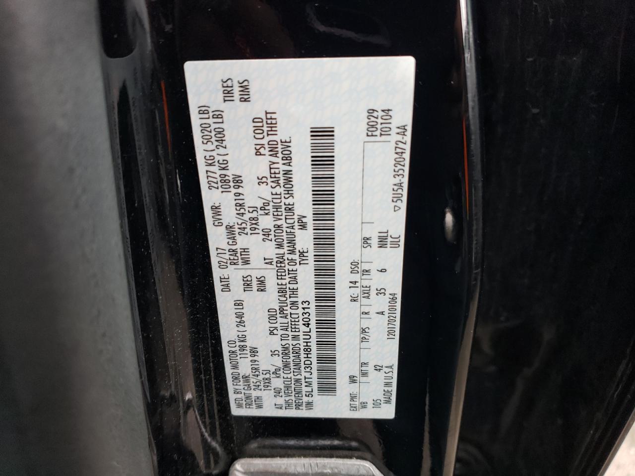 Photo 12 VIN: 5LMTJ3DH8HUL40313 - LINCOLN MKC 