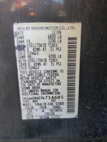 Photo 12 VIN: 5N1AA08A07N714685 - NISSAN ARMADA 