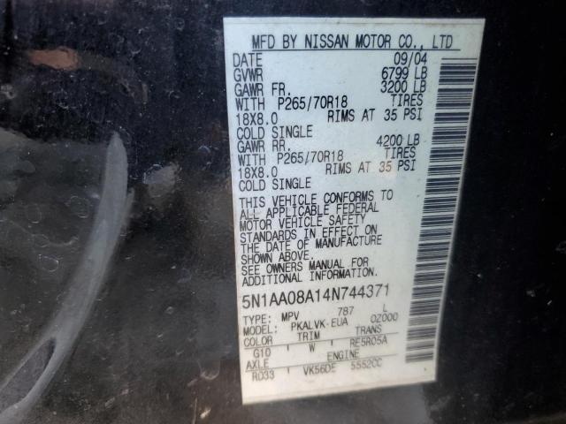 Photo 12 VIN: 5N1AA08A14N744371 - NISSAN PATHFINDER 