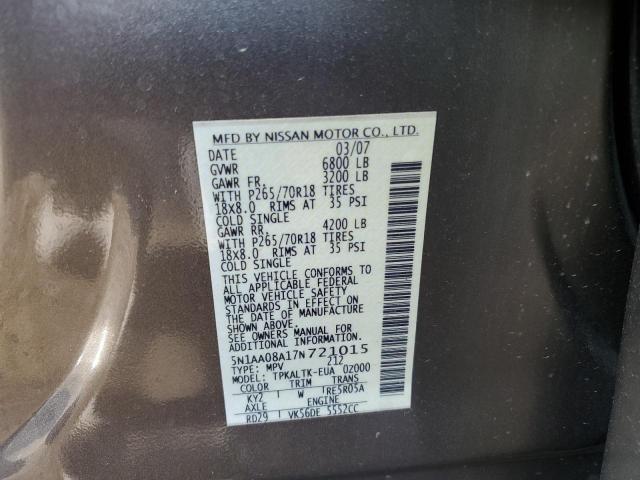 Photo 12 VIN: 5N1AA08A17N721015 - NISSAN ARMADA SE 