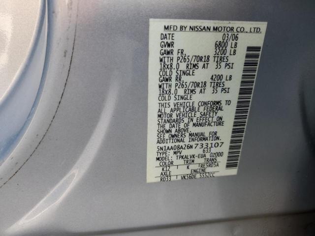 Photo 11 VIN: 5N1AA08A26N733107 - NISSAN ARMADA 