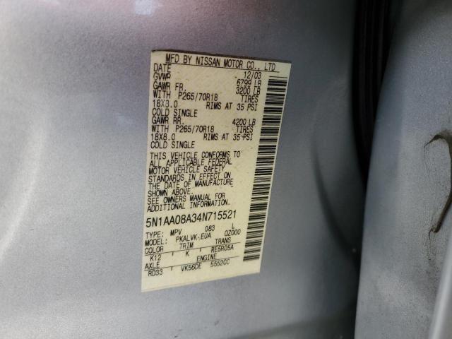 Photo 12 VIN: 5N1AA08A34N715521 - NISSAN ARMADA 