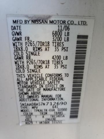 Photo 12 VIN: 5N1AA08A57N712690 - NISSAN ARMADA 