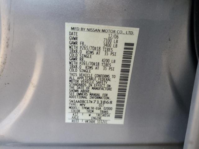 Photo 12 VIN: 5N1AA08C17N713868 - NISSAN ARMADA SE 