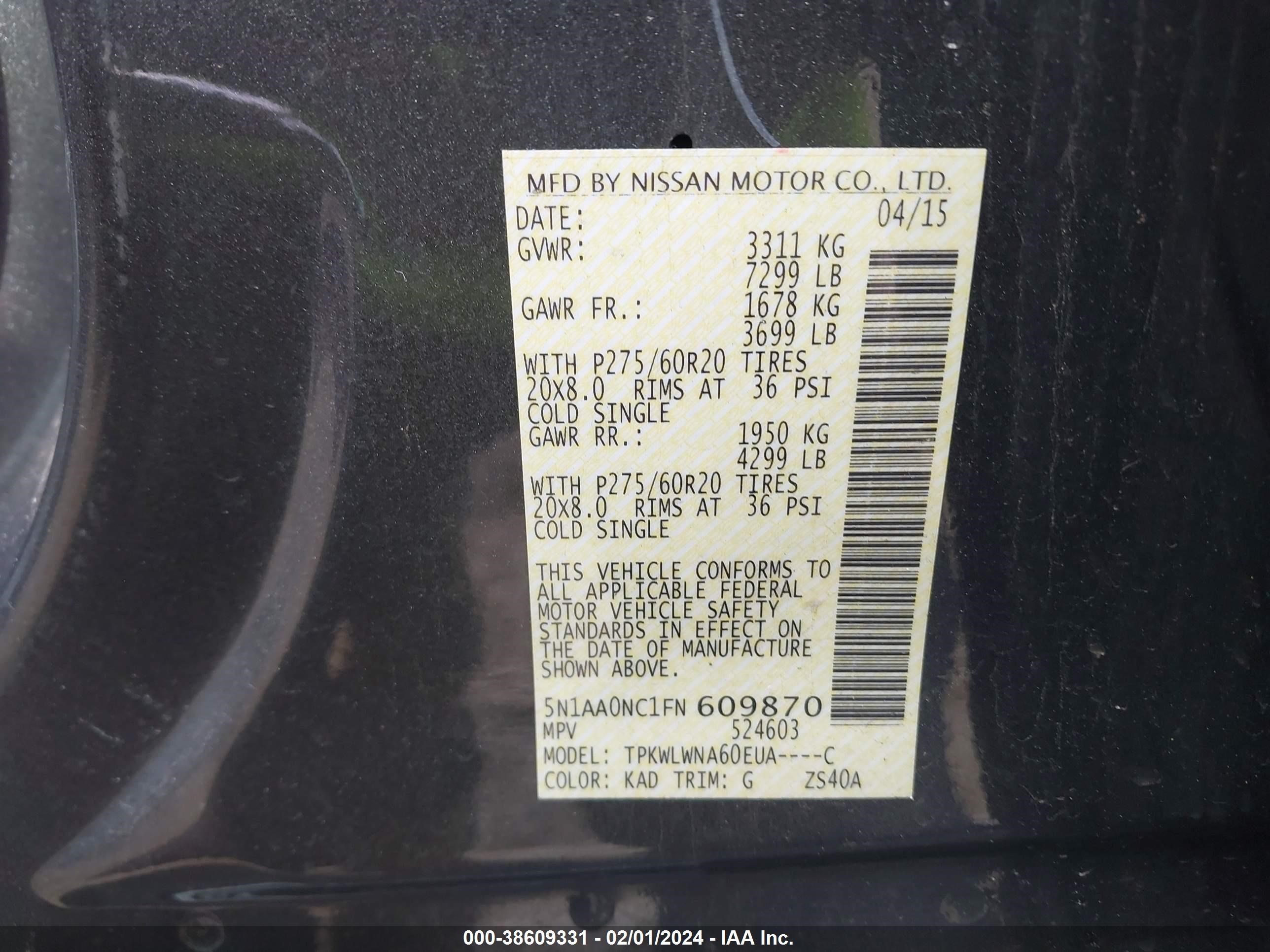 Photo 8 VIN: 5N1AA0NC1FN609870 - NISSAN ARMADA 