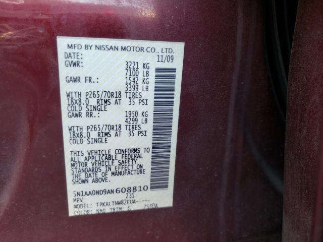 Photo 9 VIN: 5N1AA0ND9AN608810 - NISSAN ARMADA SE 