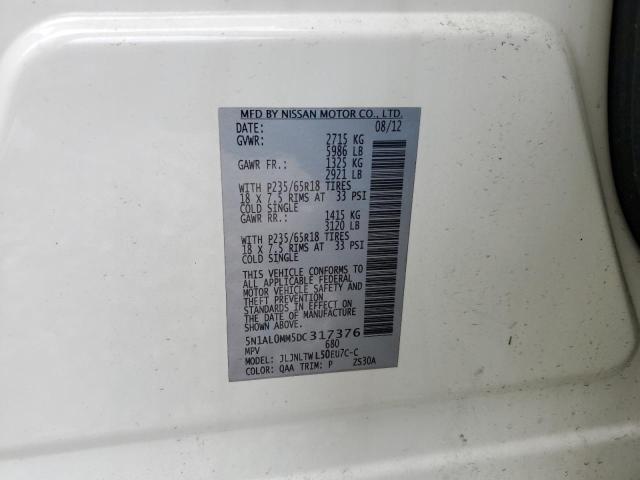 Photo 12 VIN: 5N1AL0MM5DC317376 - INFINITI JX35 