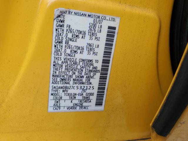 Photo 12 VIN: 5N1AN08U27C532125 - NISSAN XTERRA 