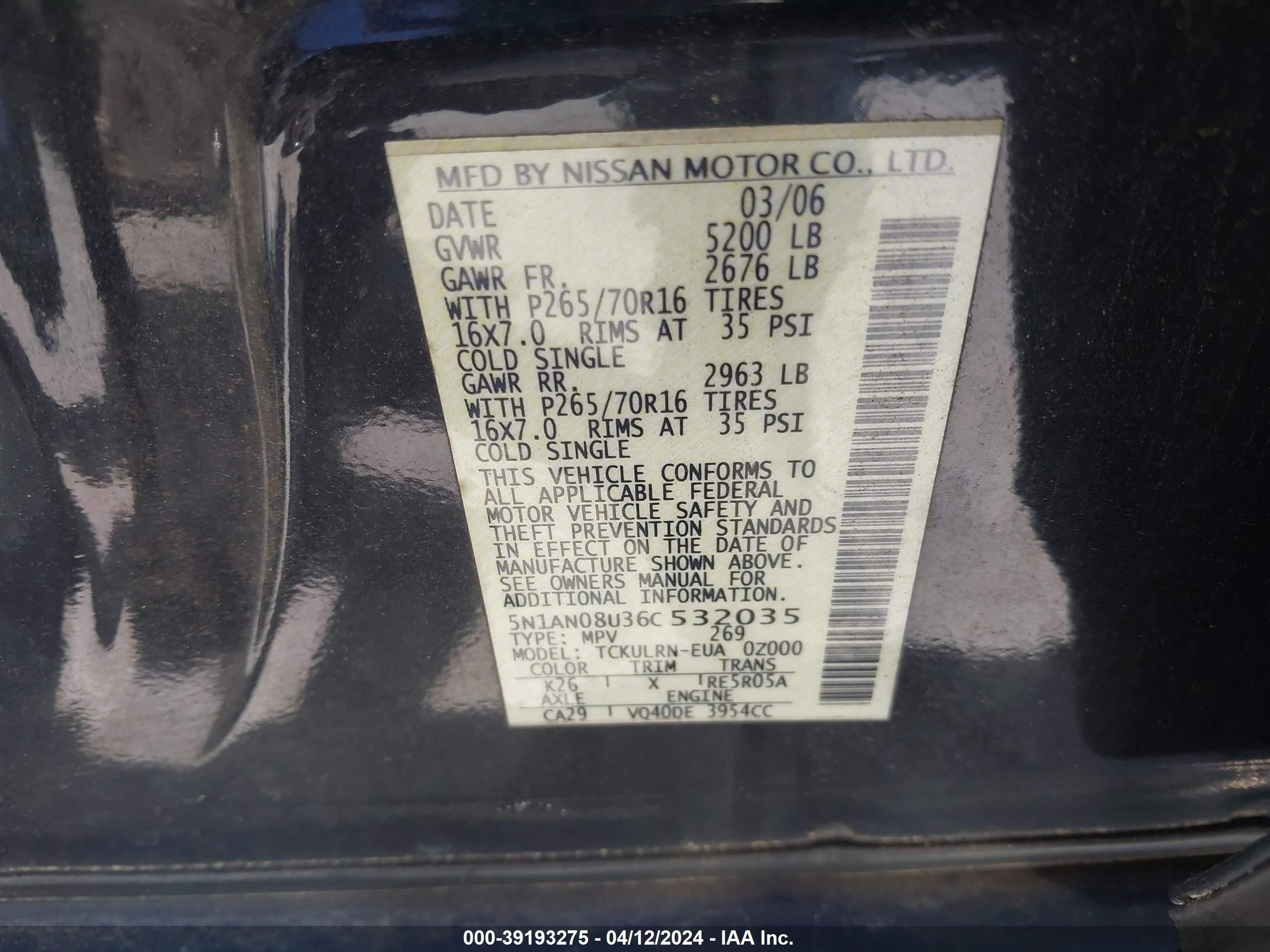 Photo 8 VIN: 5N1AN08U36C532035 - NISSAN XTERRA 