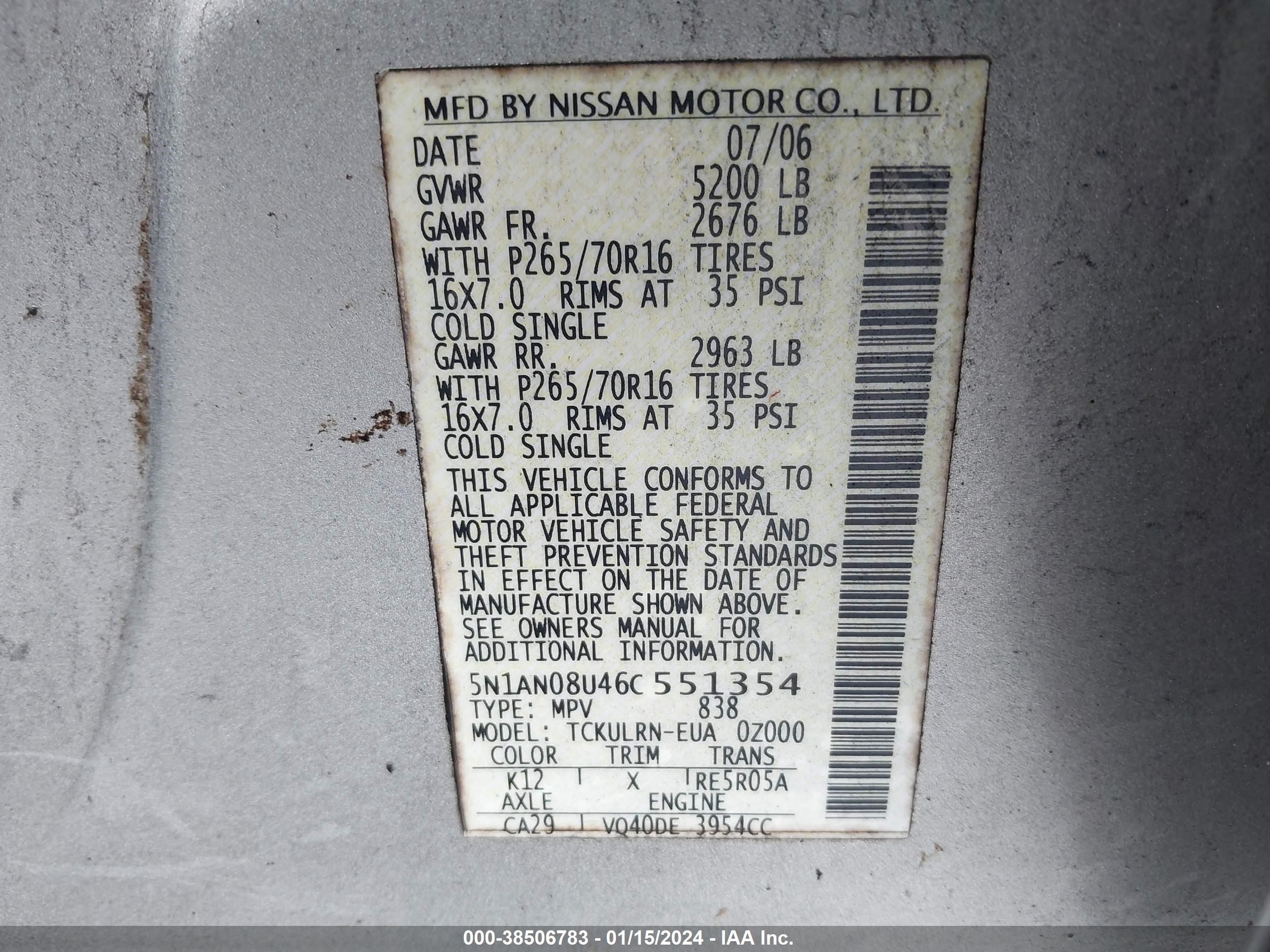 Photo 8 VIN: 5N1AN08U46C551354 - NISSAN XTERRA 