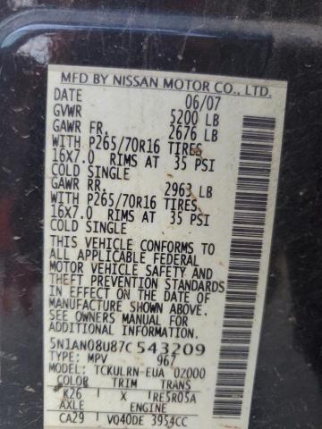 Photo 12 VIN: 5N1AN08U87C543209 - NISSAN XTERRA OFF 