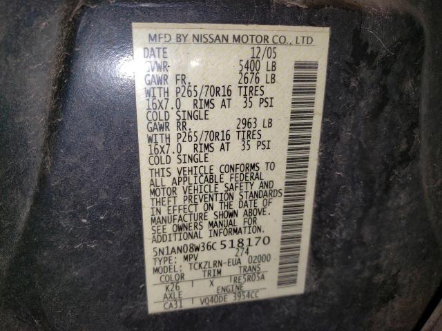 Photo 11 VIN: 5N1AN08W36C518170 - NISSAN XTERRA 