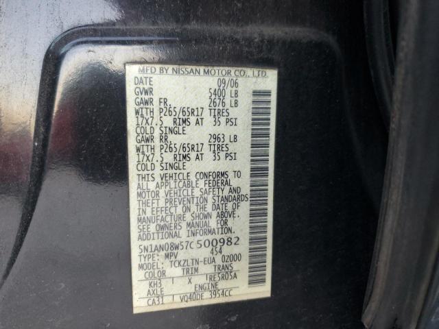 Photo 12 VIN: 5N1AN08W57C500982 - NISSAN XTERRA OFF 