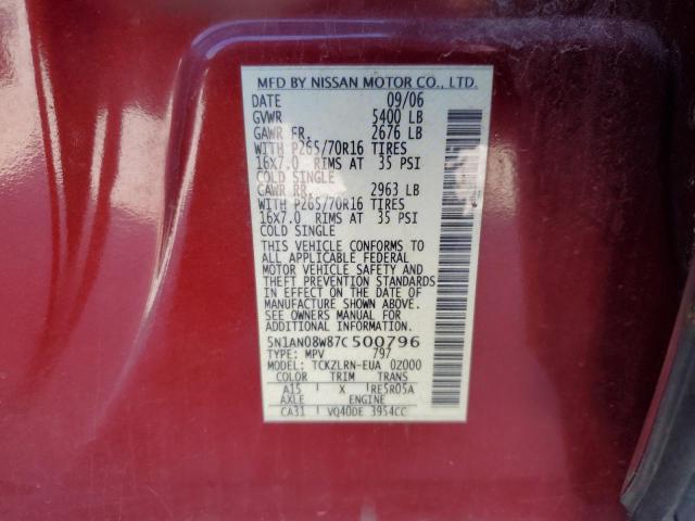 Photo 12 VIN: 5N1AN08W87C500796 - NISSAN XTERRA 