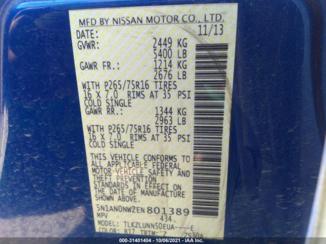 Photo 8 VIN: 5N1AN0NW2EN801389 - NISSAN XTERRA 