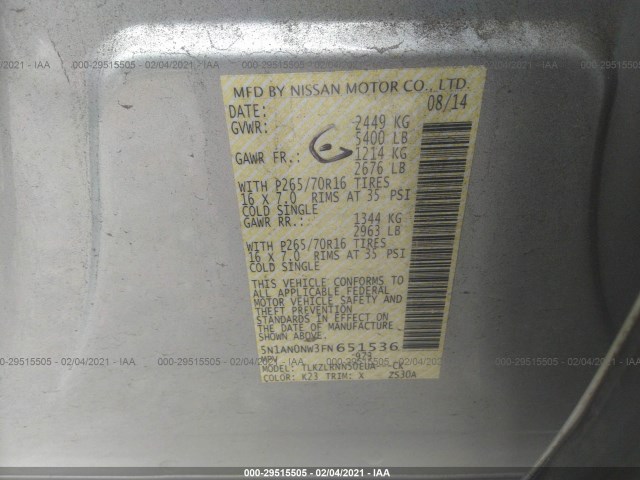 Photo 8 VIN: 5N1AN0NW3FN651536 - NISSAN XTERRA 