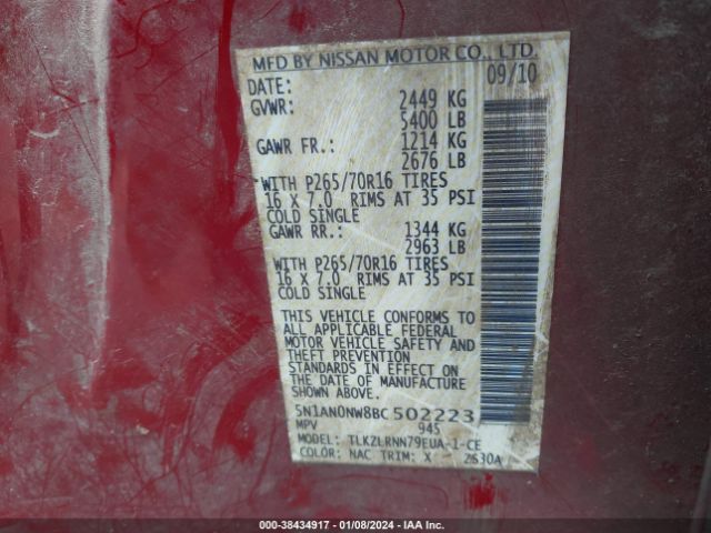 Photo 8 VIN: 5N1AN0NW8BC502223 - NISSAN XTERRA 