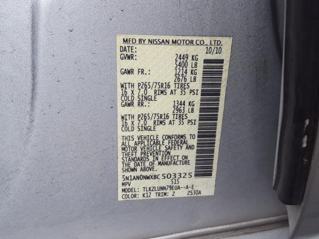 Photo 9 VIN: 5N1AN0NWXBC503325 - NISSAN XTERRA OFF 