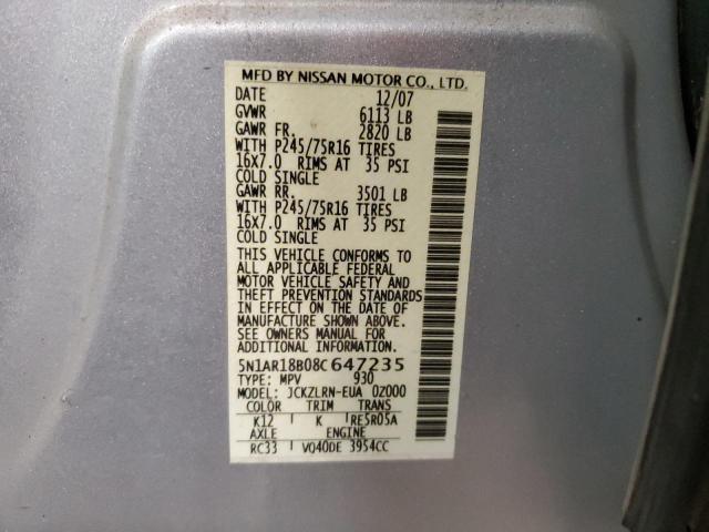 Photo 11 VIN: 5N1AR18B08C647235 - NISSAN PATHFINDER 