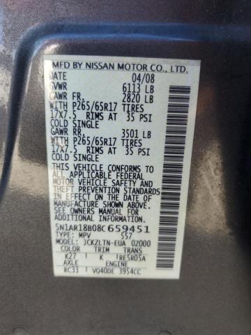 Photo 12 VIN: 5N1AR18B08C659451 - NISSAN PATHFINDER 