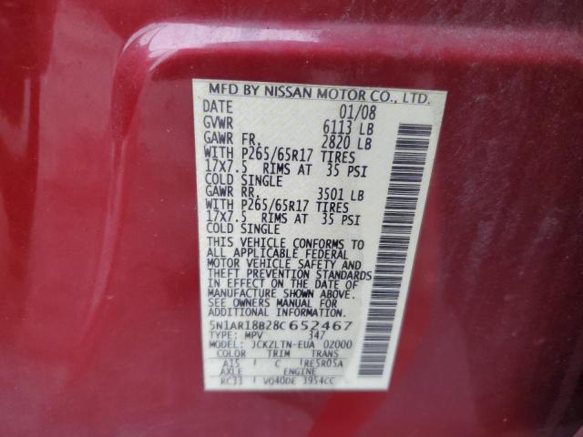 Photo 12 VIN: 5N1AR18B28C652467 - NISSAN PATHFINDER 