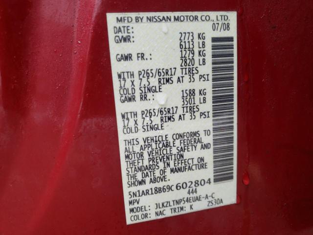 Photo 9 VIN: 5N1AR18B69C602804 - NISSAN PATHFINDER 