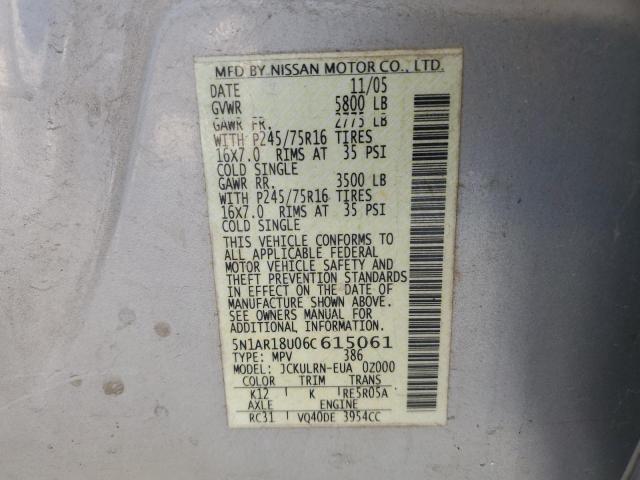 Photo 12 VIN: 5N1AR18U06C615061 - NISSAN PATHFINDER 