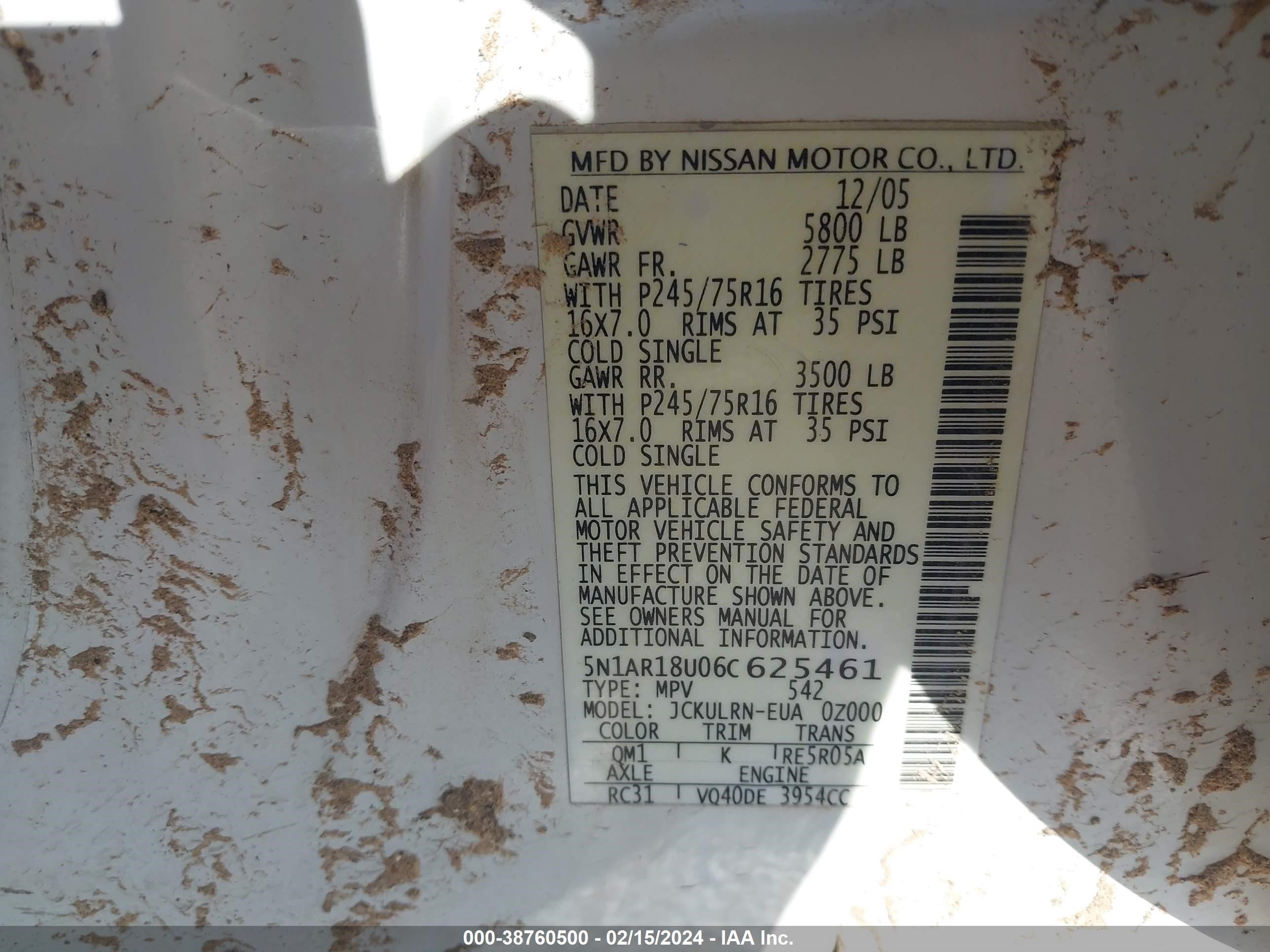 Photo 8 VIN: 5N1AR18U06C625461 - NISSAN PATHFINDER 