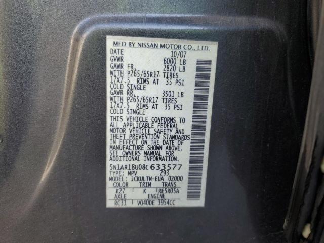 Photo 12 VIN: 5N1AR18U08C633577 - NISSAN PATHFINDER 