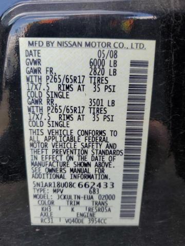 Photo 12 VIN: 5N1AR18U08C662433 - NISSAN PATHFINDER 