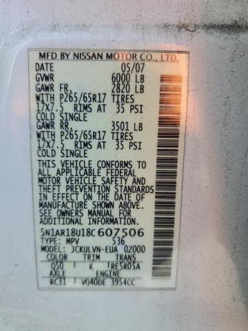 Photo 12 VIN: 5N1AR18U18C607506 - NISSAN PATHFINDER 