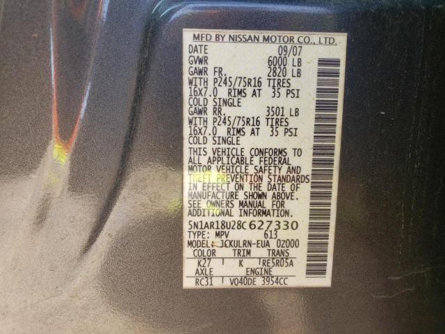 Photo 12 VIN: 5N1AR18U28C627330 - NISSAN PATHFINDER 