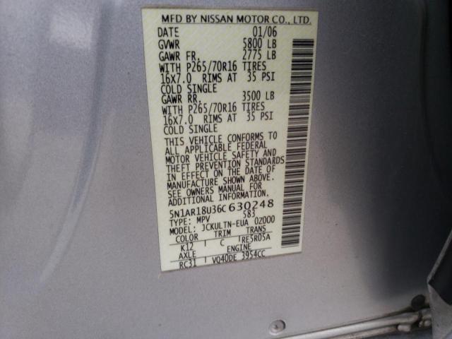 Photo 12 VIN: 5N1AR18U36C630248 - NISSAN PATHFINDER 