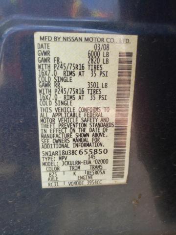 Photo 12 VIN: 5N1AR18U38C655850 - NISSAN PATHFINDER 