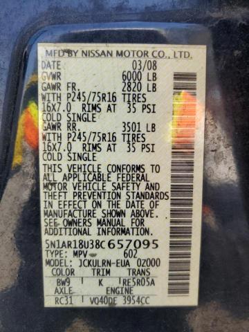 Photo 11 VIN: 5N1AR18U38C657095 - NISSAN PATHFINDER 