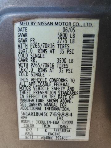 Photo 12 VIN: 5N1AR18U45C769884 - NISSAN PATHFINDER 