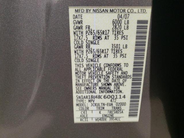 Photo 12 VIN: 5N1AR18U48C600114 - NISSAN PATHFINDER 