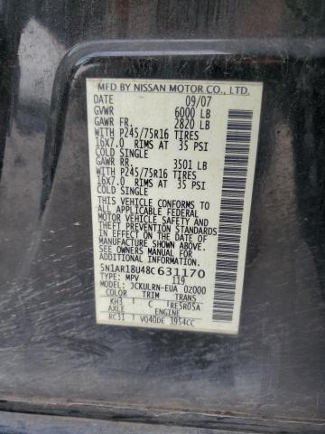 Photo 12 VIN: 5N1AR18U48C631170 - NISSAN PATHFINDER 