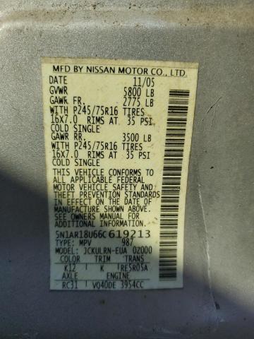 Photo 12 VIN: 5N1AR18U66C619213 - NISSAN PATHFINDER 