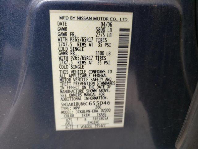 Photo 12 VIN: 5N1AR18U66C655046 - NISSAN PATHFINDER 