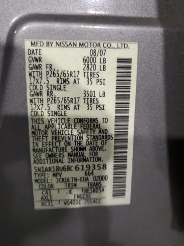 Photo 12 VIN: 5N1AR18U68C619358 - NISSAN PATHFINDER 