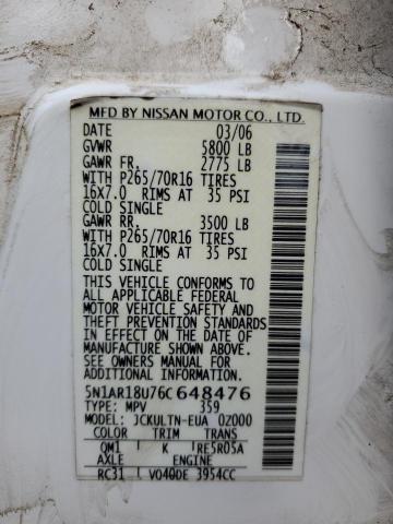 Photo 12 VIN: 5N1AR18U76C648476 - NISSAN PATHFINDER 