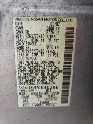 Photo 11 VIN: 5N1AR18U97C630286 - NISSAN PATHFINDER 