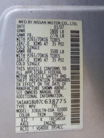 Photo 12 VIN: 5N1AR18U97C638775 - NISSAN PATHFINDER 