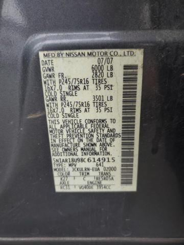 Photo 12 VIN: 5N1AR18U98C614915 - NISSAN PATHFINDER 