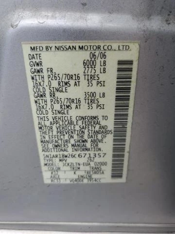 Photo 12 VIN: 5N1AR18W26C671357 - NISSAN PATHFINDER 