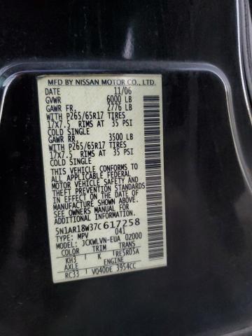 Photo 12 VIN: 5N1AR18W37C617258 - NISSAN PATHFINDER 